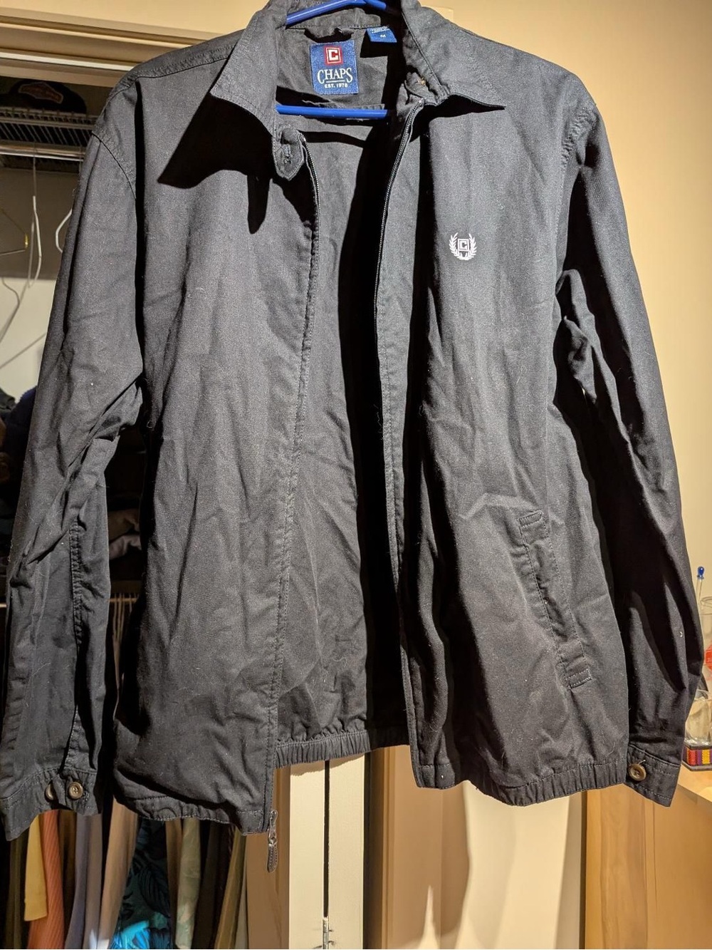 Chaps Black Windbreaker Jacket